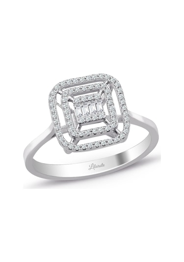 0.25 Ct. Modern Tasarım Çift Sıra Baget Pırlanta Yüzük
