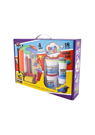 Oyun Hamuru Seti 18 Parça 1 Paket Oyun Hamuru Merdane Kalıp Enjektör Seti Okul Öncesi Kreş Anasınıfı Mavi - Mor - Pembe - Siyah