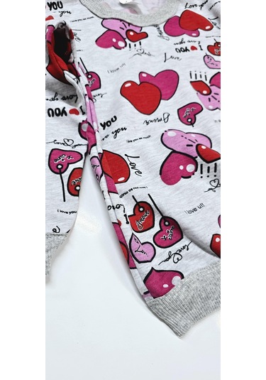 Kalpli Kız Çocuk Pijama Takım Gri