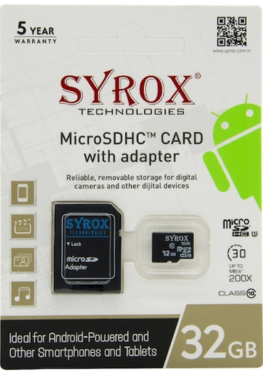 Syrox 32 GB MicroSDHC Class 10 UHS-I Hafıza Kartı + Adaptör