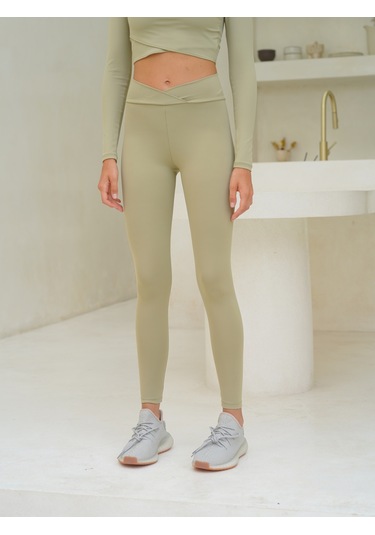 Gaia Çapraz Detay Uzun Soft Haki Tayt Haki