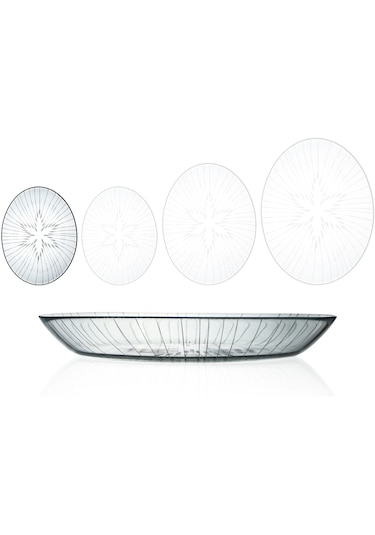 Decocia 2 Adet 25cm Oval Cam Salata Sunum Tabağı Vega Desenli