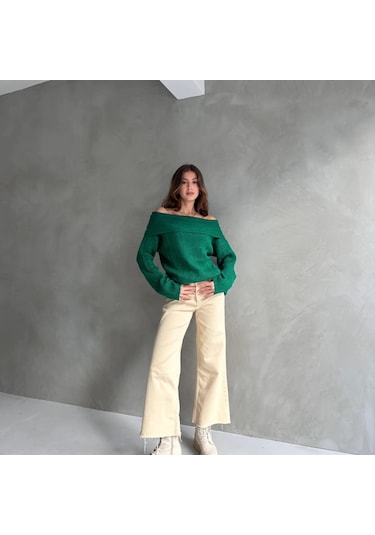 Madonna Yaka Triko Kazak Yeşil