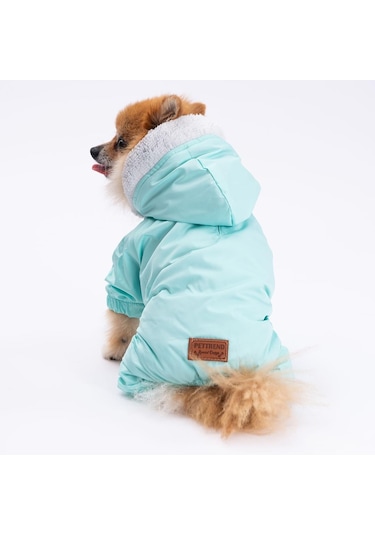 Pettrend Mint Kürklü Tulum Küçük Irk Köpek Yağmurluğu