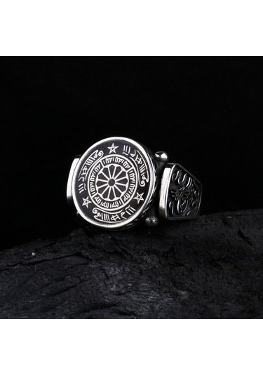 Fkgümüş 925 Ayar Gümüş Osmanlı Tuğralı Rufai Gülü Erkek Yüzük Silver