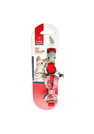 Nunbell Çıngıraklı Fiyonk Papyon Kedi Boyun Tasması 23-35 Cm Kırmızı