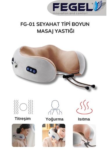 Fg-01 Seyahat Tipi Masajlı Boyun Yastığı Bej Bej
