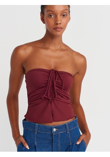 Dilvin 31984 Büzgülü Top-bordo Bordo