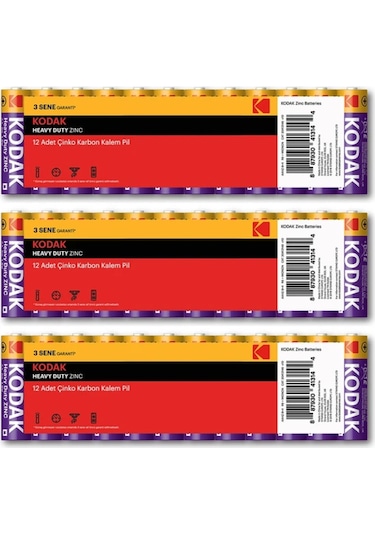 Kodak 12x3 36 Adet Çinko Karbon Kalem Pil - Ekonomik Paket