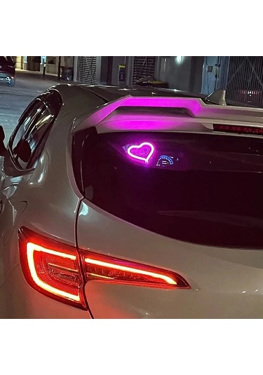 Araba Iç Dekoratif Ortam Işığı Kalp Şeklinde Atmosfer Lamba Neon Renk Red 1 1 Piece Set