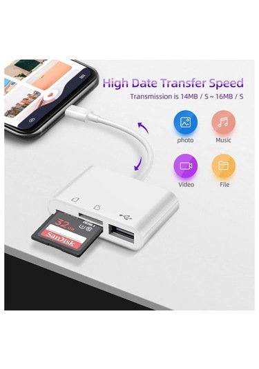 Type-c To Sd/micro Sd + Usb Kart Okuyucu Adaptör