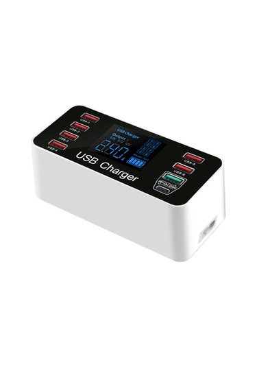 Maiyame Qc3.0 Portlu Hızlı Usb Şarj Cihazı 8 Şarj Portu Ve Type-c Portlu 40w Şarj İstasyonu Lcd Ekran Geniş Uyumluluk Akıllı Çip