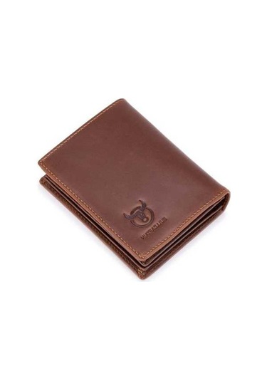 Createtech Buff Kaptan 027 Hırsızlık Önleyici Kısa Cüzdan, Kahverengi, Kalınlaştırıcı Deri Cüzdan Çok Renkli