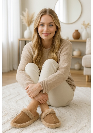Sıena Kapalı Kadın Ev Terliği Tüylü Kışlık Terlik Diğer