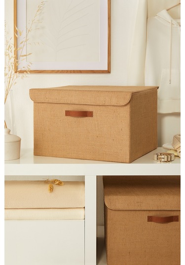 Ocean Home Textile Jüt Kapaklı Kutu 48 x 40 x 30 cm