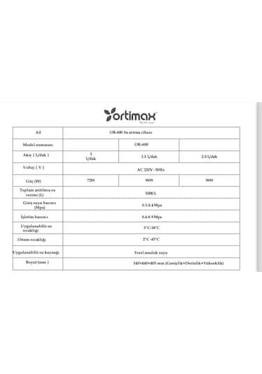 600 Gpd Water Chef Direk Akış Su Arıtma Cihazı