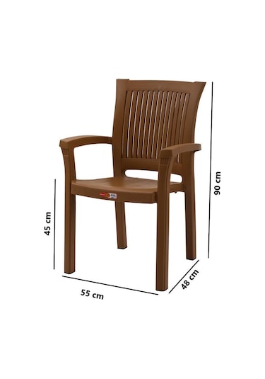 Omnipazar Sy-2515 Elite Plastik Bahçe Koltuk Sandalye 4'lü Set Kahverengi