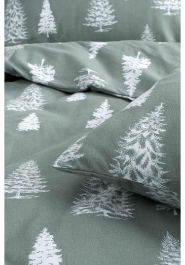 Cotton Collection Kışlık Pazen Tek Kişilik Nevresim Seti Evergreen Renkli