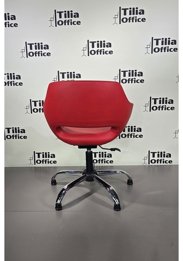 Monaco Çalışma Kesim Kuaför Koltuğu Yonca Sabit Krom Ayak Kırmızı