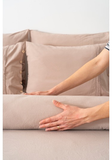 Grace Cappuccino Güpürlü Çift Kişilik %100 Pamuklu Nevresim Seti - 6 Parça Çeyiz Seti Cappuccino