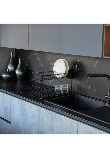 Zensan İki Katlı Modüler Tabaklık Pe Kaplama 50 CM Siyah