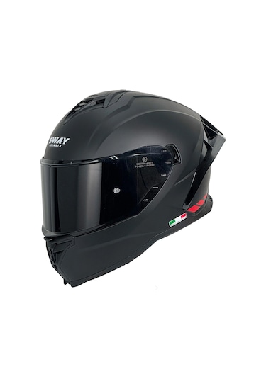 Sway SW 867 Red Strıp Siyah Camlı Motosiklet Kaskı Mat Siyah