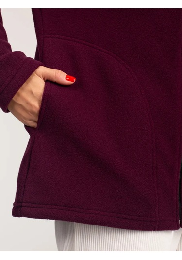 Domtrik Fermuarlı Sıcak Fleece Sweatshirt 300911856 Şarap Rengi