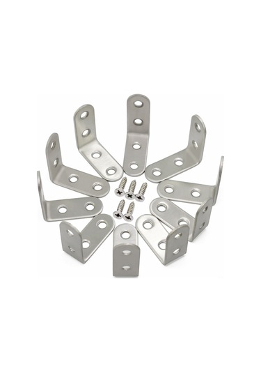 Youtek 10 Adet Paslanmaz Çelik 90 Derece Açı Braketi - 40x40mm, 4 Delikli, 40 Vidalı, Dayanıklı Raf Ve Mobilya Donatı Diğer