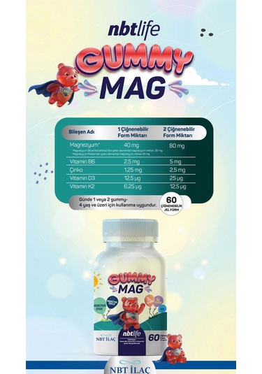 Nbt Life Gummymag Kids 60 Çiğnene Form