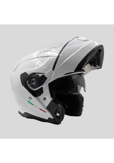 Arwic AR935 Parlak Çene Açılır Ece-R 22.06 Motosiklet Kaskı Beyaz