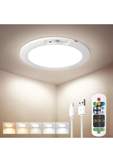 Fastbuy Uzaktan Kumandalı Hareket Sensörlü Tavan Lambası - 5 Parlaklık Seçeneği Ve 3 Renk