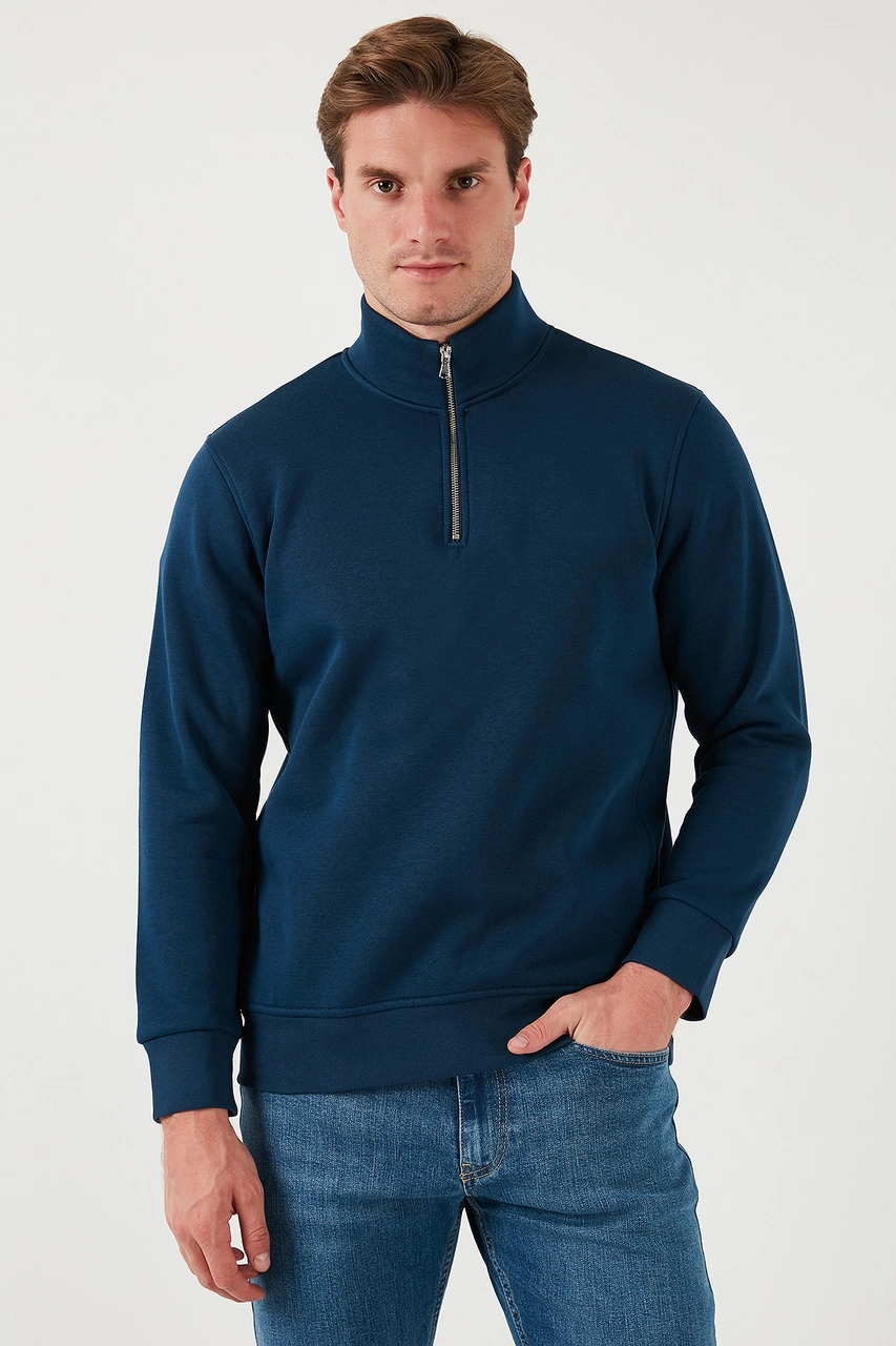 Buratti Pamuklu Regular Fit Dik Yaka 2'Li Paket Erkek Sweat 59052592S2 Indigo-Siyah