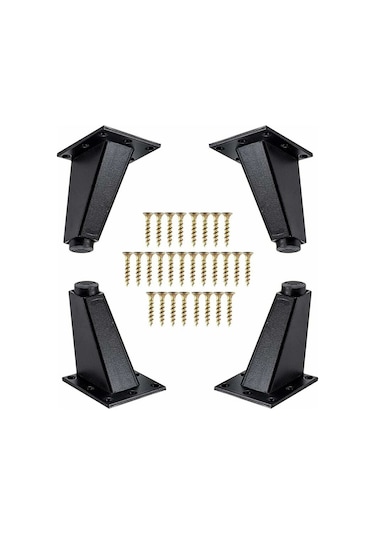 Mufunye 4 Parça Mobilya Ayakları, Alüminyum Metal Eğik Mobilya Ayakları, Dolap Kanepe Masa Şifonyerinin Kanepe Ayaklarının Değiştirilmesi Siyah, 80mm