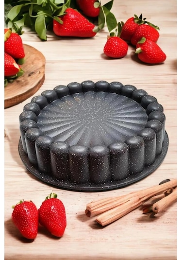 Kapris Granit Döküm Tart Turta Kalıbı 26cm Granit Siyah