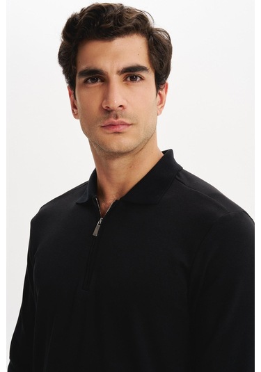 Arma Erkek Basic Slim Fit Fermuarlı Polo Yaka Sweatshirt İnce Modal Pamuk Elastan Karışımlı Örme İnterlok Kumaş K30554989002 Siyah Arma Erkek Basic Slim Fit Fermuarlı Polo Yaka Sweatshirt İnce Modal Pamuk Elastan Karışımlı Örme İnterlok Kumaş K30554989002 Siyah