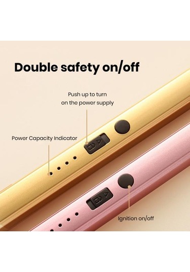 Gül Altın Elektrikli Şarj Edilebilir Ateşleyici Rüzgar Geçirmez Kompakt Boyut Taşınabilir Barbekü Soba Ateşleyici Kamp Aksesuarları Altın - Pembe