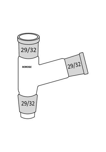 Borosil 29 32 İki Boyunlu 45 Derece Açılı Cam Adaptör