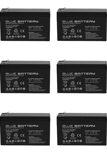 6 Adet Blue Battery 12v 7ah Bakımsız Kuru Akü 12 Volt 7 Amper Temmuz 2025 Üretim