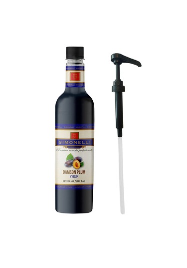 Simonelli Kahve ve Kokteyl Şurubu Mürdüm Eriği Aromalı 700 ML + Pompa