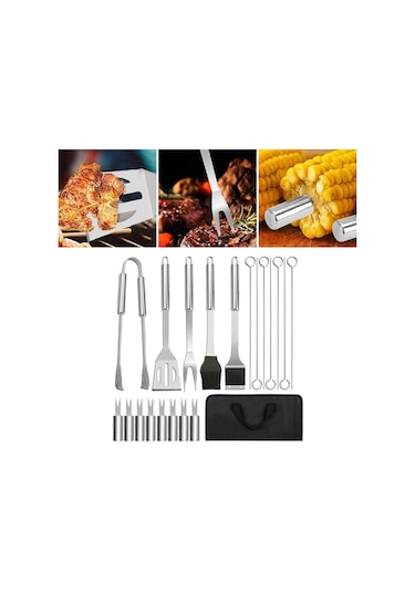 Suntek 20 Adet Barbekü Izgara Alet Seti Paslanmaz Çelik