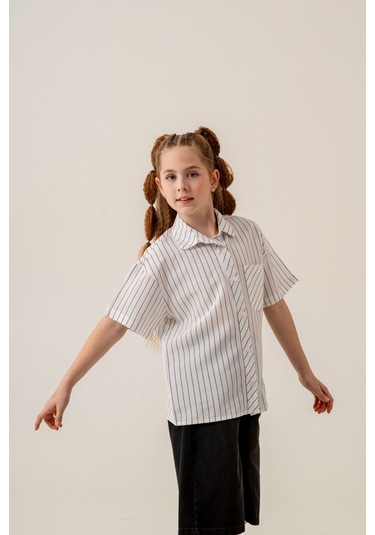 Kız Çocuk Bebe Yaka Yarım Kol Gömlek 3171 Beyaz