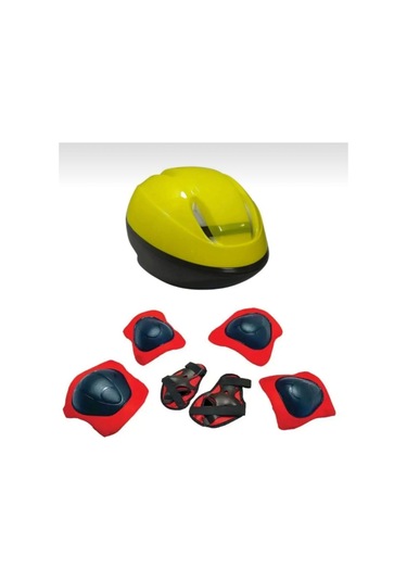 Kask Dizlik Dirseklik Koruyucu Set 7 Parça Sarı