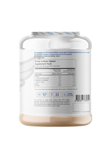 Supplementler Clear Isolate 1000 Gr Şeftali & Çay