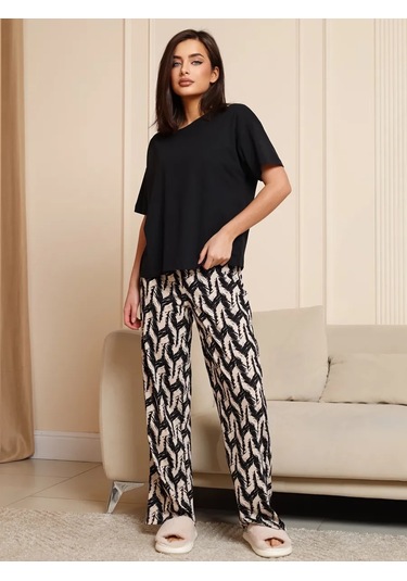 Aran Brand Büyük Beden Ev Tipi Yılbaşı Takımı Pijama 320846785 Siyah