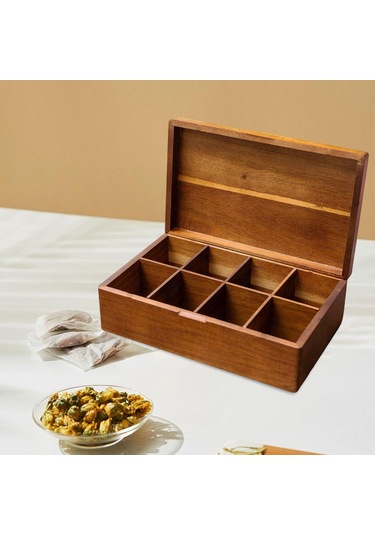 Homyl Çay Poşeti Kutusu Restoran Bar Ofis Için Bölmeli Pratik Odun