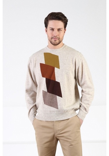 Ferraro A.Bej Bisiklet Yaka %100 Kuzu Yünü Erkek Kazak Bej (536154915) Bej