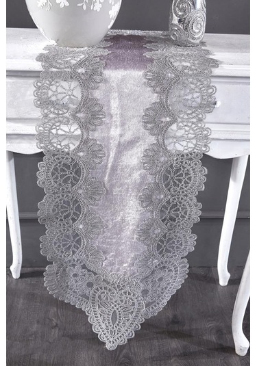 Fransız Güpürlü Kadife Luna Salon Takımı 5 Parça Gri Gri