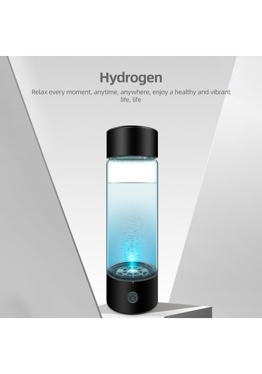 Suofeng 330ml Siyah Hidrojen Su Bardağı - Pem+spe Teknoloji, 1200-1400ppb, Alkalin, Usb Şarjlı, Yüksek Borosilikat Cam, Taşınabilir Siyah