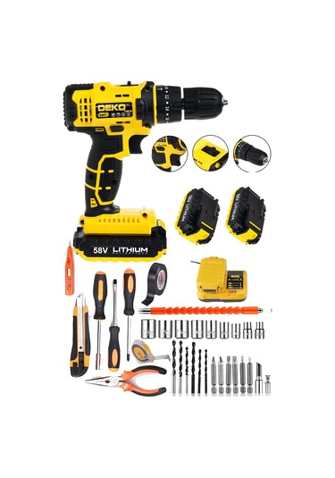 Deko Turkey DKT5870MB 58 V Panasonic Çift Akülü Darbeli Matkap + 30 Parça Set