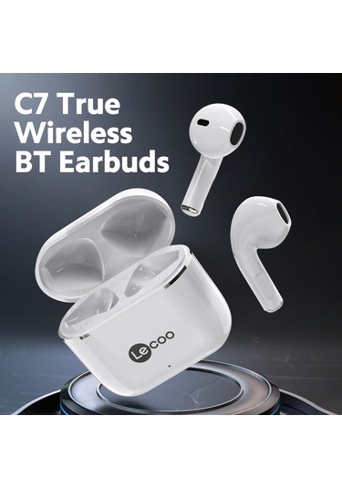 Qingmipy Lecoo C7 Bluetooth 5.1 Kulaklıklar - Yarı Girişli Spor Stili, 13mm Hoparlör, 4 Saat Çalma Süresi, Type-c Şarj, Beyaz